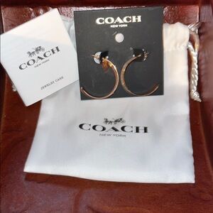 Coach Women's Rose Gold Hoop Earrings